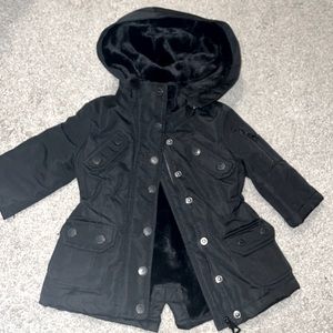 12m girls black jacket with black fur interior